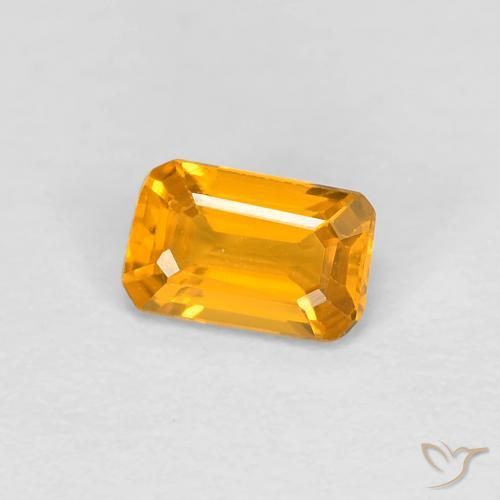 Zaffiro Arancione-Oro medio naturale da 0.38 ct, Ottagonale / Taglio smeraldo, VVS