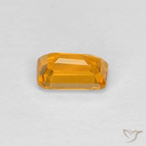 Zaffiro Arancione-Oro medio naturale da 0.38 ct, Ottagonale / Taglio smeraldo, VVS