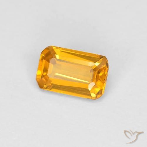 Zaffiro Arancione-Oro medio naturale da 0.36 ct, Ottagonale / Taglio smeraldo, VVS