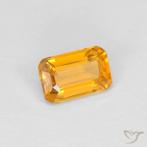 Zaffiro Arancio Dorato Profondo naturale da 0.38 ct, Ottagonale / Taglio smeraldo, VVS
