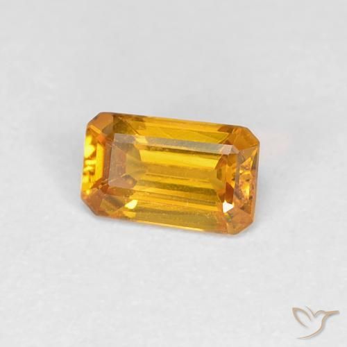 Zaffiro Arancione-Oro medio naturale da 0.44 ct, Ottagonale / Taglio smeraldo, VVS-VS
