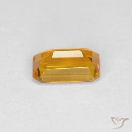 Zaffiro Arancione-Oro medio naturale da 0.44 ct, Ottagonale / Taglio smeraldo, VVS-VS