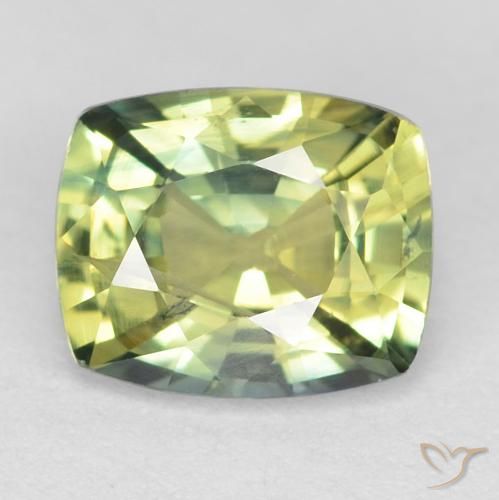 1.07ct Naturale Verde giallastro Zaffiro, Cuscino, VS