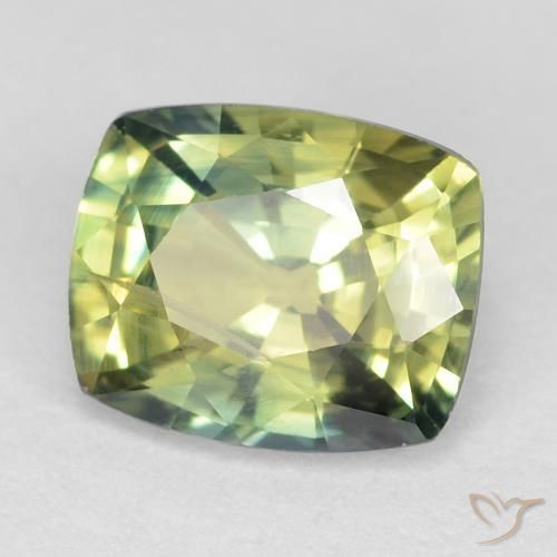 Zaffiro Verde giallastro naturale da 1.07 ct, Cuscino, VS