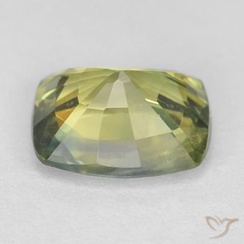 Zaffiro Verde giallastro naturale da 1.07 ct, Cuscino, VS
