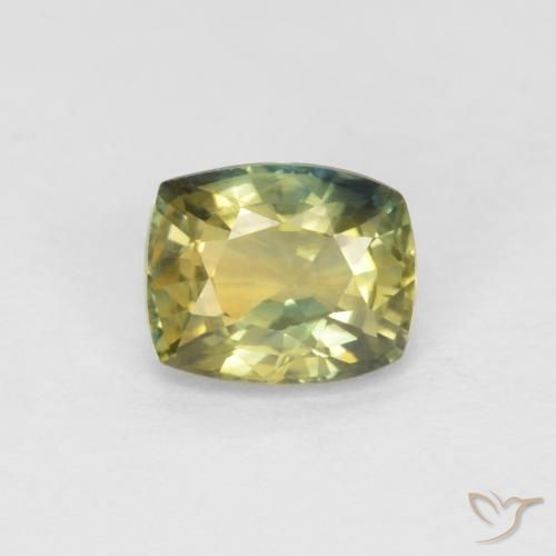 0.99ct Naturale Giallo verdastro Zaffiro, Cuscino, VVS-VS