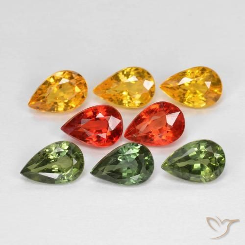 4.75ctw Naturale Multicolore Zaffiro, Forma a pera, VS