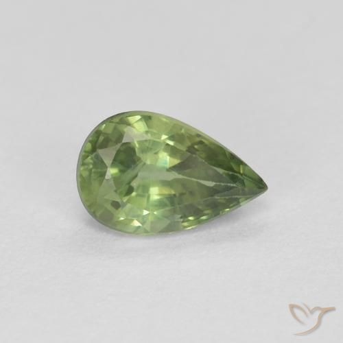 0.64ct Naturale Verde foresta Zaffiro, Forma a pera, VS