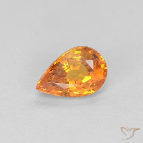 0.57ct Naturale Arancio Medio Zaffiro, Forma a pera, VS