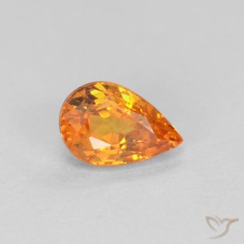 Zaffiro Arancio Medio naturale da 0.57 ct, Forma a pera, VS