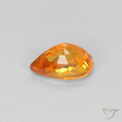 Zaffiro Arancio Medio naturale da 0.57 ct, Forma a pera, VS