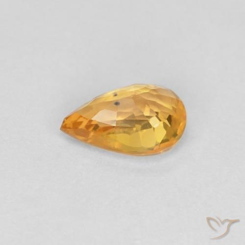 Zaffiro Arancio Scuro-Oro naturale da 0.50 ct, Forma a pera, VVS-VS