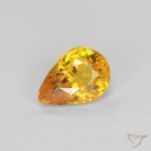 0.60ct Naturale Arancio-Oro Zaffiro, Forma a pera, VVS-VS