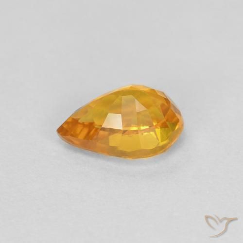 Zaffiro Arancio-Oro naturale da 0.60 ct, Forma a pera, VVS-VS