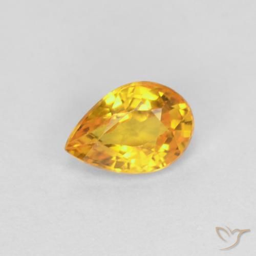 Zaffiro Dorato naturale da 0.53 ct, Forma a pera, VVS-VS