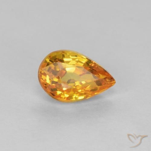0.61ct Naturale Arancio Medio Zaffiro, Forma a pera, VVS-VS
