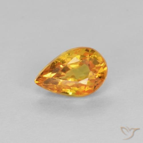 Zaffiro Arancio Medio naturale da 0.61 ct, Forma a pera, VVS-VS
