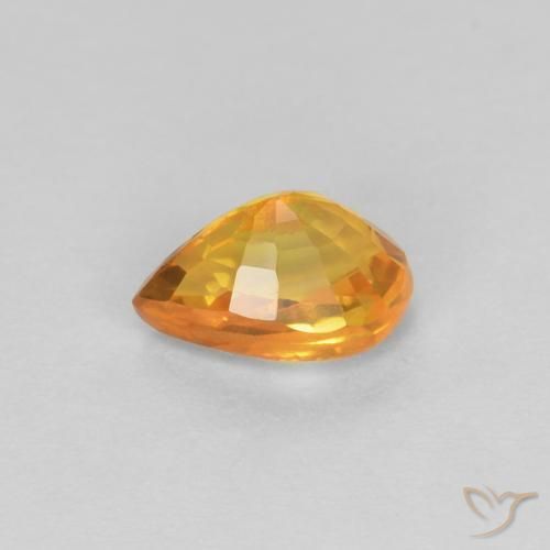 Zaffiro Arancio Medio naturale da 0.61 ct, Forma a pera, VVS-VS