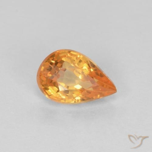 Zaffiro Arancione brillante naturale da 0.56 ct, Forma a pera, VVS