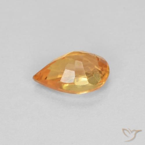 Zaffiro Arancione brillante naturale da 0.56 ct, Forma a pera, VVS
