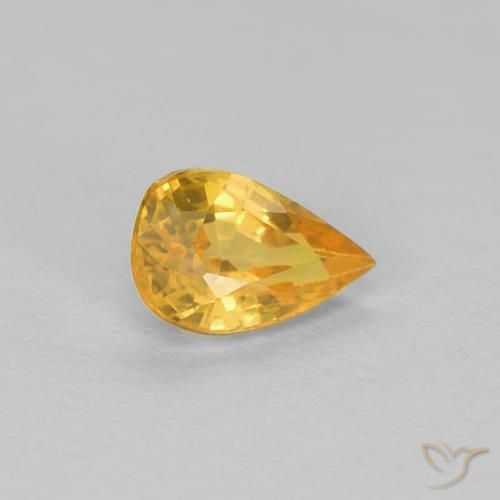 Zaffiro Dorato naturale da 0.47 ct, Forma a pera, VVS-VS