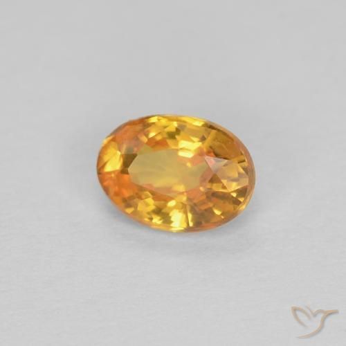 Zaffiro Arancio intenso-OroG naturale da 0.44 ct, Ovale, VVS