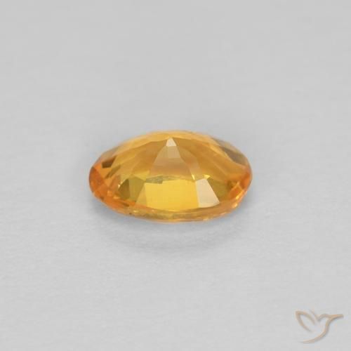 Zaffiro Arancio intenso-OroG naturale da 0.44 ct, Ovale, VVS