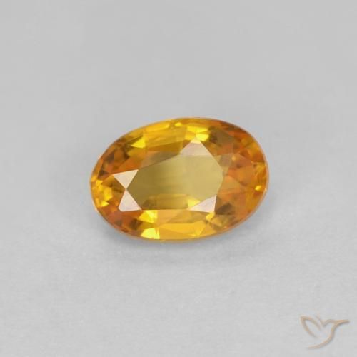 Zaffiro Arancio intenso-OroG naturale da 0.56 ct, Ovale, VVS-VS