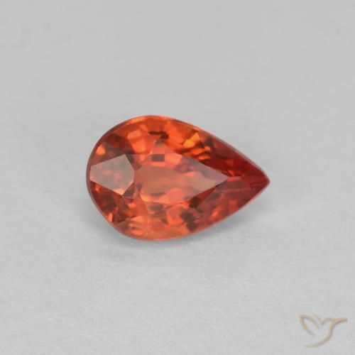Zaffiro Rosso Ambra Intenso naturale da 0.54 ct, Forma a pera, VVS-VS