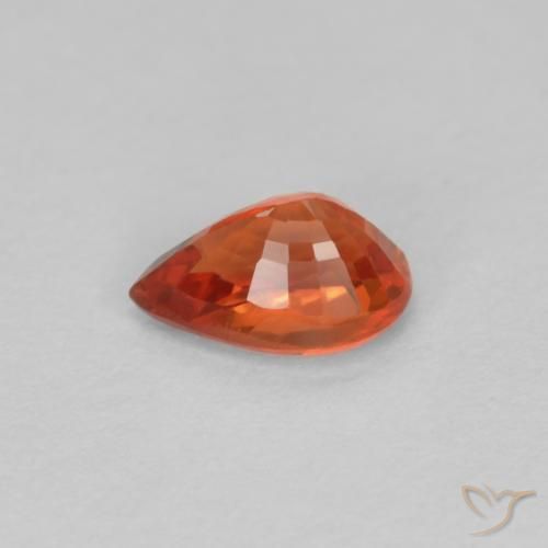 Zaffiro Rosso Ambra Intenso naturale da 0.54 ct, Forma a pera, VVS-VS