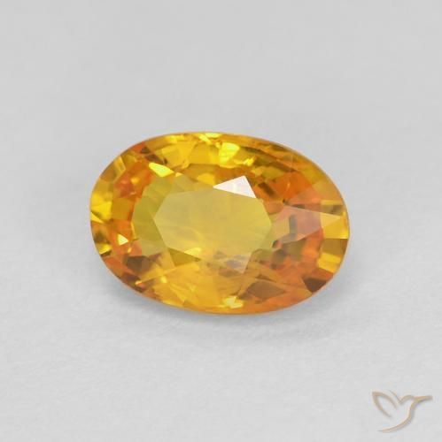 Zaffiro Arancione-Oro medio naturale da 0.70 ct, Ovale, VS