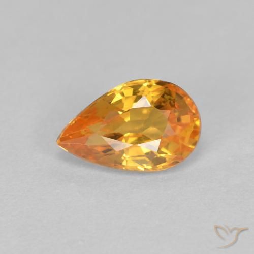 0.56ct Naturale Arancio Medio Zaffiro, Forma a pera, VVS