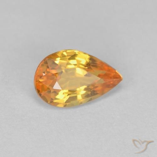 Zaffiro Arancio Medio naturale da 0.56 ct, Forma a pera, VVS