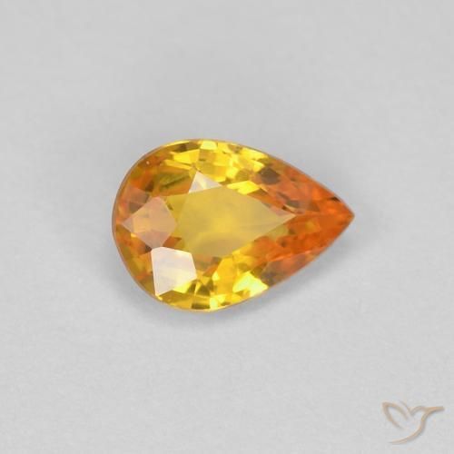Zaffiro Arancio Medio naturale da 0.46 ct, Forma a pera, VVS