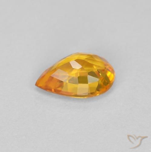 Zaffiro Arancio Medio naturale da 0.46 ct, Forma a pera, VVS