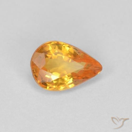 0.54ct Naturale Arancio Medio Zaffiro, Forma a pera, VVS