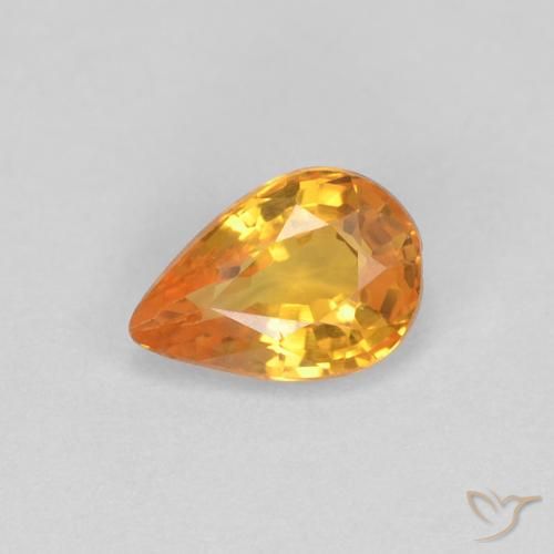 Zaffiro Arancio Medio naturale da 0.54 ct, Forma a pera, VVS