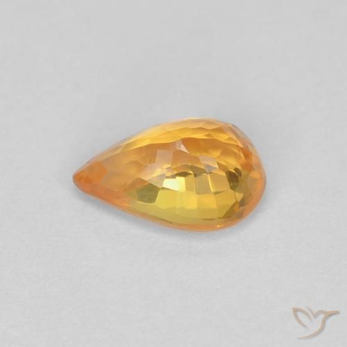 Zaffiro Arancio Medio naturale da 0.54 ct, Forma a pera, VVS