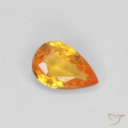 0.51ct Naturale Albicocca Arancia Zaffiro, Forma a pera, VVS