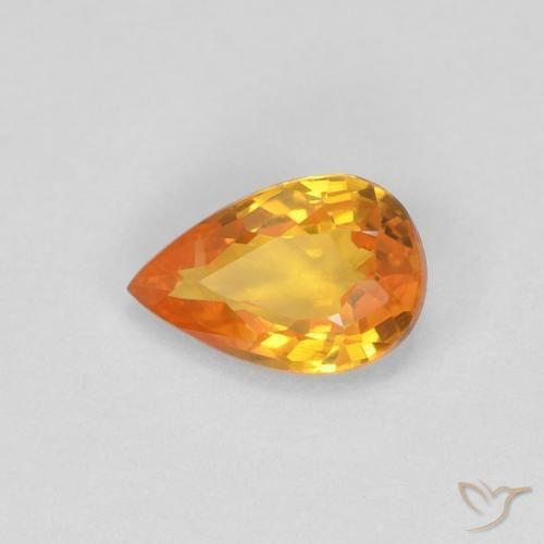 Zaffiro Albicocca Arancia naturale da 0.51 ct, Forma a pera, VVS