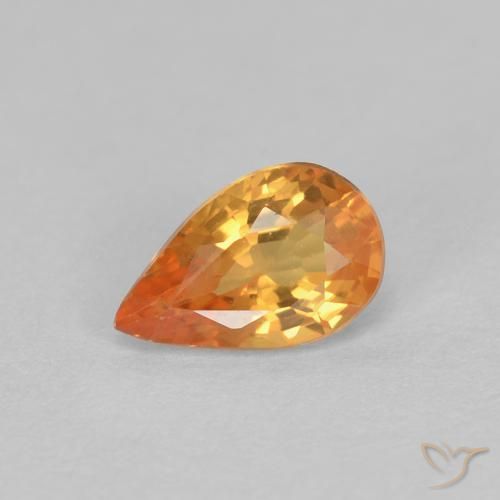 Zaffiro Arancione brillante naturale da 0.53 ct, Forma a pera, VVS