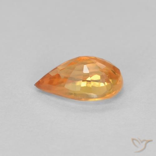 Zaffiro Arancione brillante naturale da 0.53 ct, Forma a pera, VVS