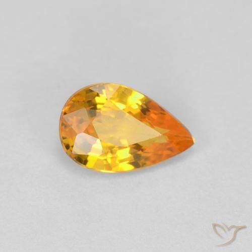 0.55ct Naturale Arancio Medio Zaffiro, Forma a pera, VVS