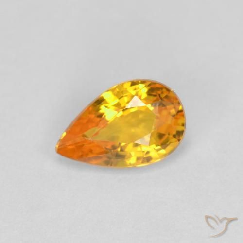 Zaffiro Arancio Medio naturale da 0.55 ct, Forma a pera, VVS