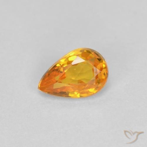 0.46ct Naturale Arancio Medio Zaffiro, Forma a pera, VVS