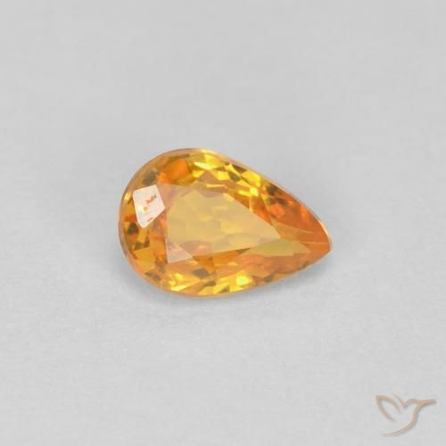 Zaffiro Arancio Medio naturale da 0.46 ct, Forma a pera, VVS