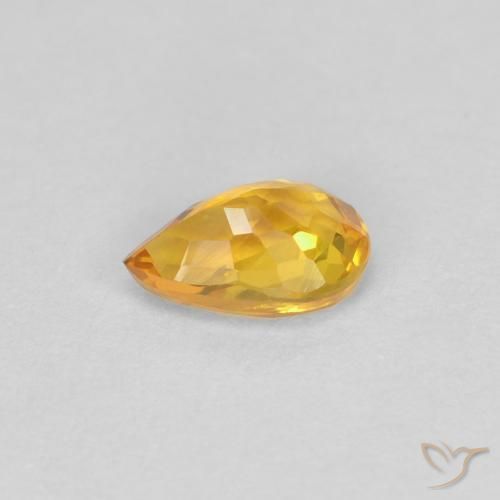 Zaffiro Arancio Medio naturale da 0.46 ct, Forma a pera, VVS