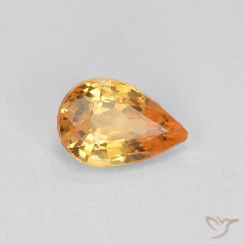 0.61ct Naturale Arancio Medio Zaffiro, Forma a pera, VVS