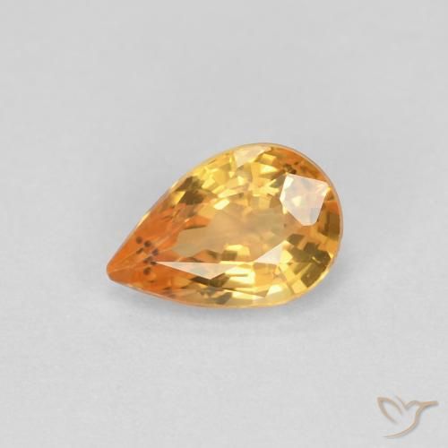 Zaffiro Arancio Medio naturale da 0.61 ct, Forma a pera, VVS
