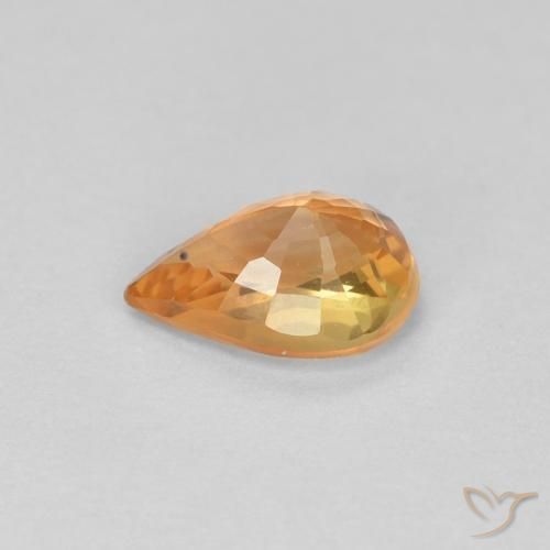 Zaffiro Arancio Medio naturale da 0.61 ct, Forma a pera, VVS
